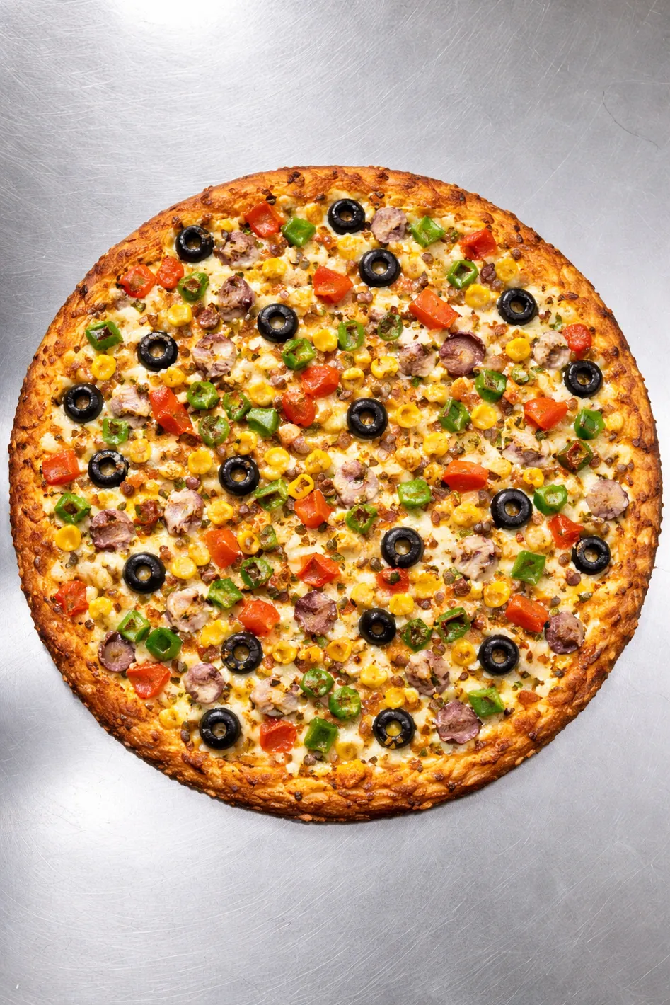 Vegetarian special pizza at Tasty Pizza and Indian Cuisine Beaumont, AB